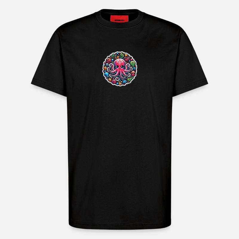 Krake Octopus Fische - T-Shirt - made by SPREAD - SOLID BLACK
