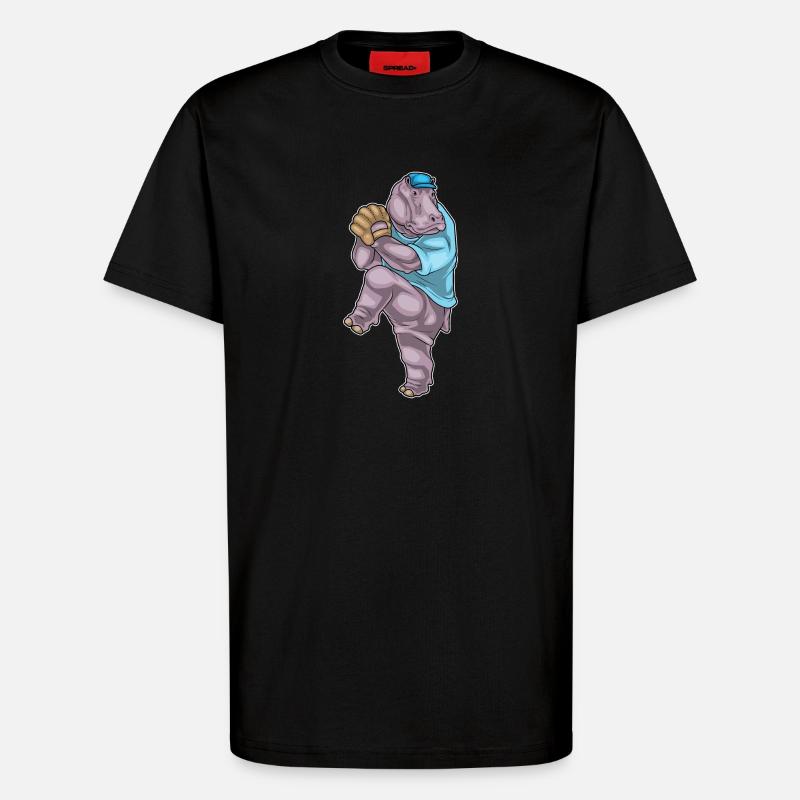 Nilpferd Baseball Baseballhandschuh - T-Shirt - made by SPREAD - SOLID BLACK