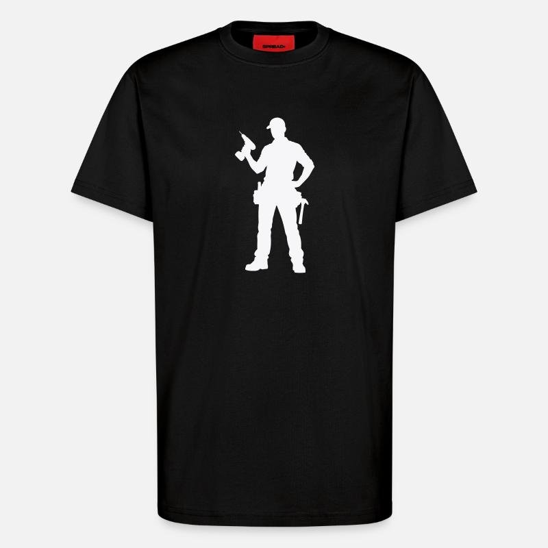 Craftsman silhouette with tools - T-Shirt - made by SPREAD - SOLID BLACK
