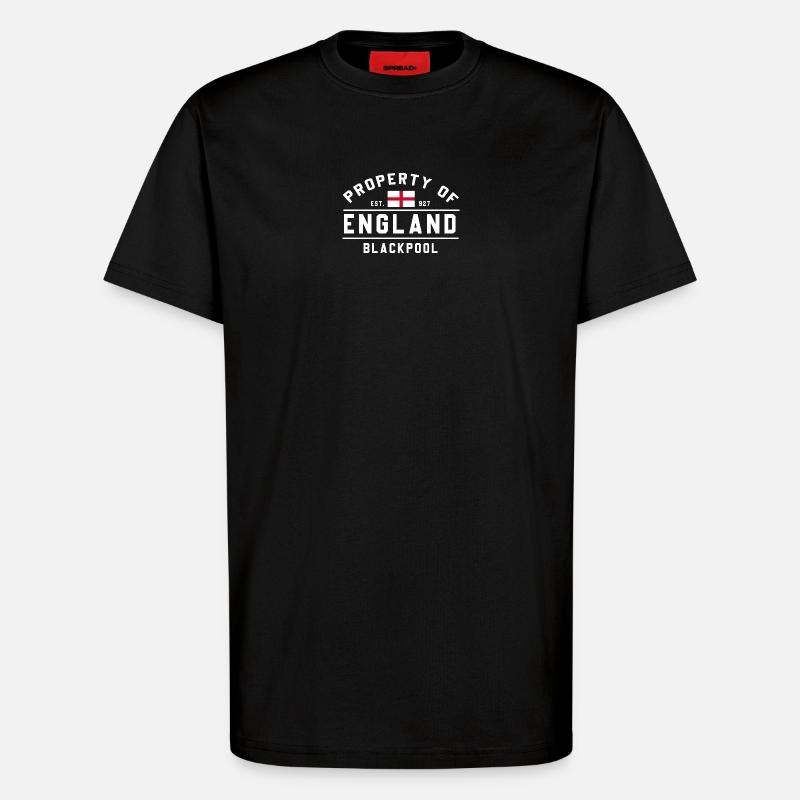Drapeau de l’Angleterre Blackpool Emblem - T-shirt bio décontracté fabriqué en UE - SOLID BLACK