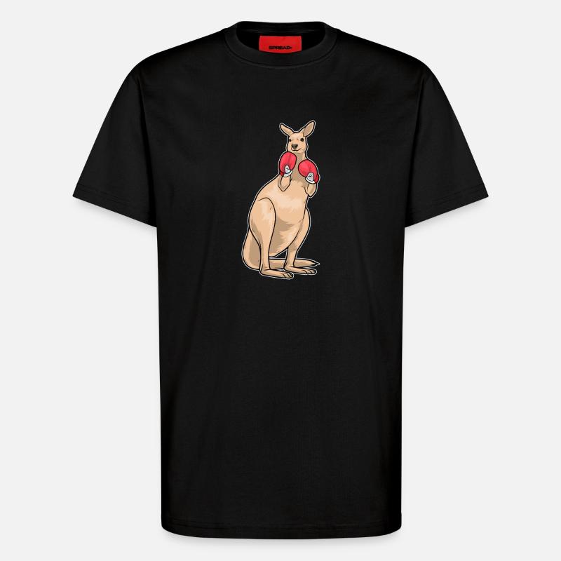 Känguru Boxer Boxhandschuhe Boxen - T-Shirt - made by SPREAD - SOLID BLACK