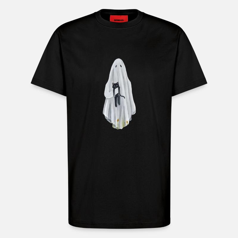 Geist mit Katze - T-Shirt - made by SPREAD - SOLID BLACK