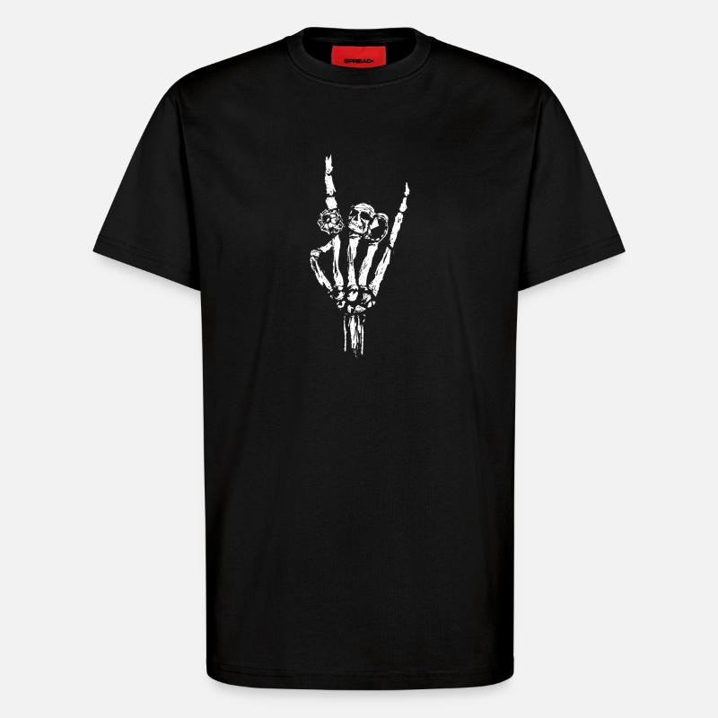Knochen Hand mit Ringe - T-Shirt - made by SPREAD - SOLID BLACK