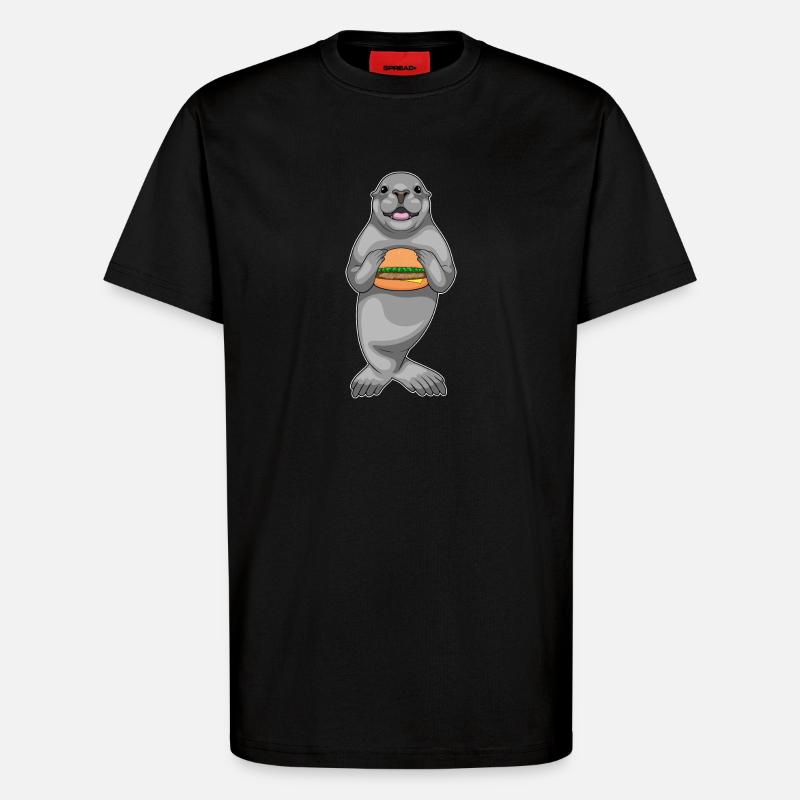 Seal Hamburger - T-Shirt - made by SPREAD - SOLID BLACK