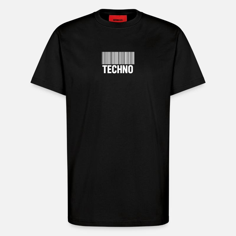 Modèle de code-barres techno - T-shirt bio décontracté fabriqué en UE - SOLID BLACK