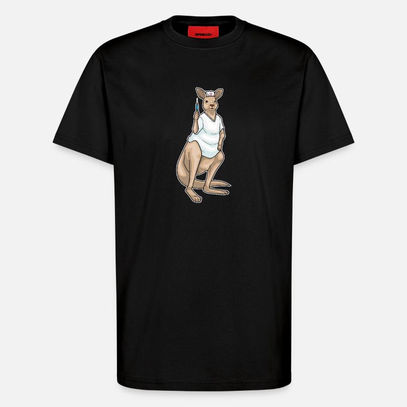 Seringue d’infirmière kangourou - T-shirt bio décontracté fabriqué en UE - SOLID BLACK