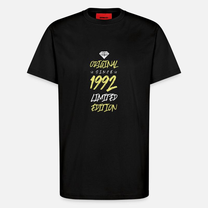1992 Édition limitée - T-shirt bio décontracté fabriqué en UE - SOLID BLACK