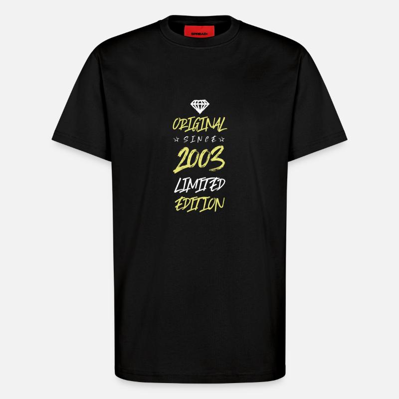 2003 Édition limitée - T-shirt bio décontracté fabriqué en UE - SOLID BLACK