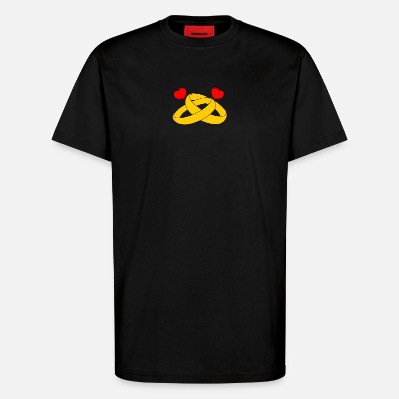 Goldene Eheringe mit Herzen - T-Shirt - made by SPREAD - SOLID BLACK