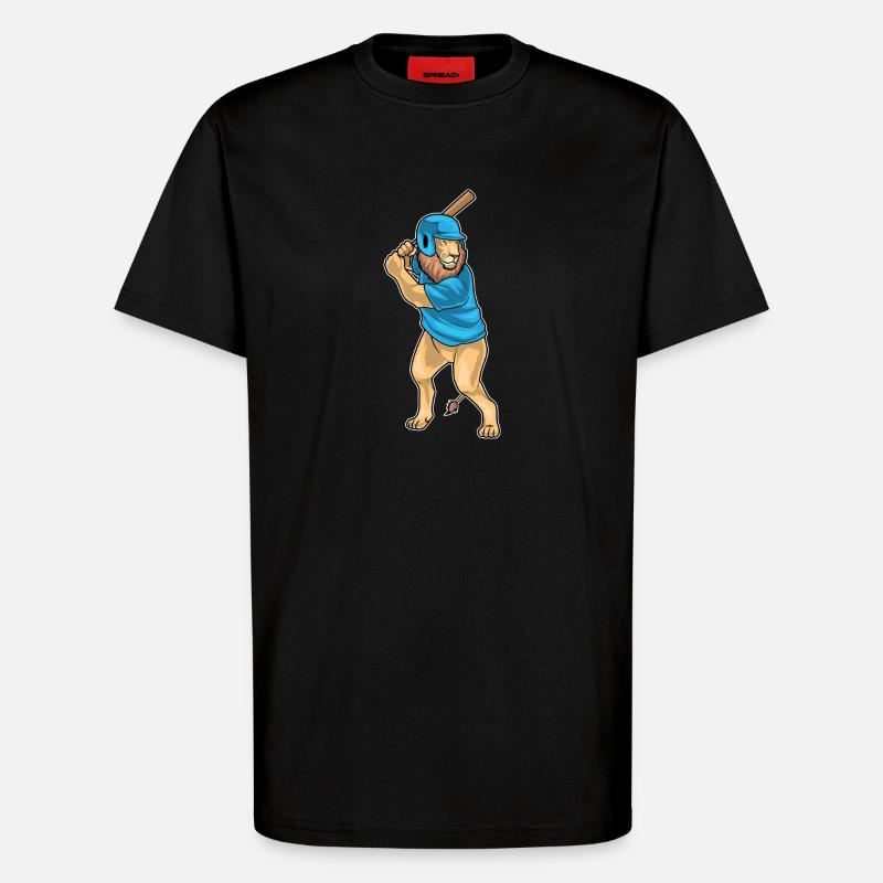 Löwe Baseball Baseballschläger - T-Shirt - made by SPREAD - SOLID BLACK