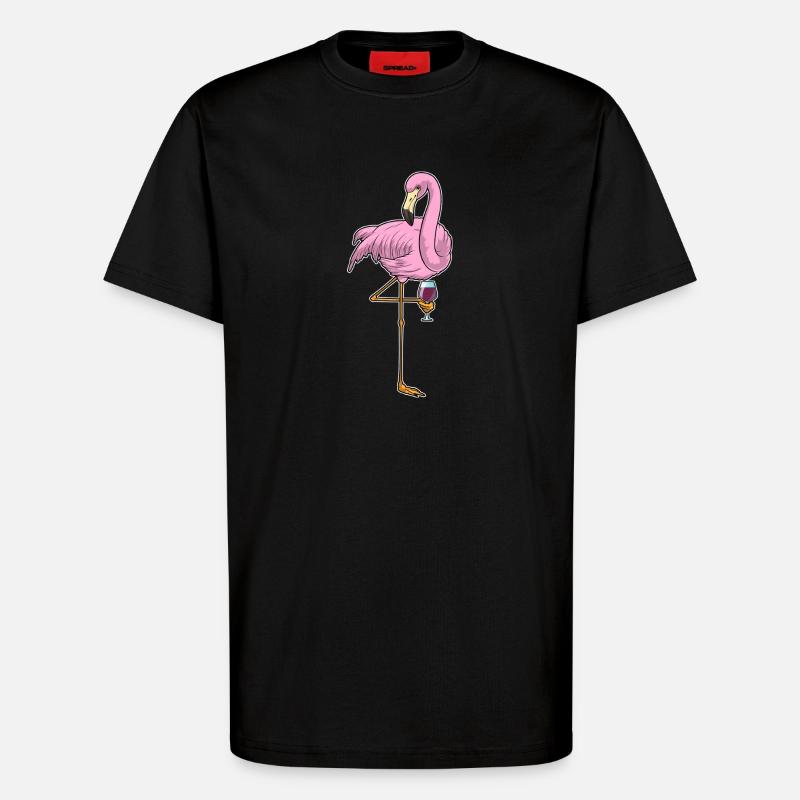 Flamingo Red Wine - T-Shirt - made by SPREAD - SOLID BLACK