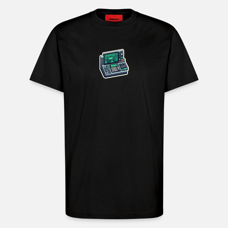 Retro Computer Console Neon - T-Shirt - made by SPREAD - SOLID BLACK