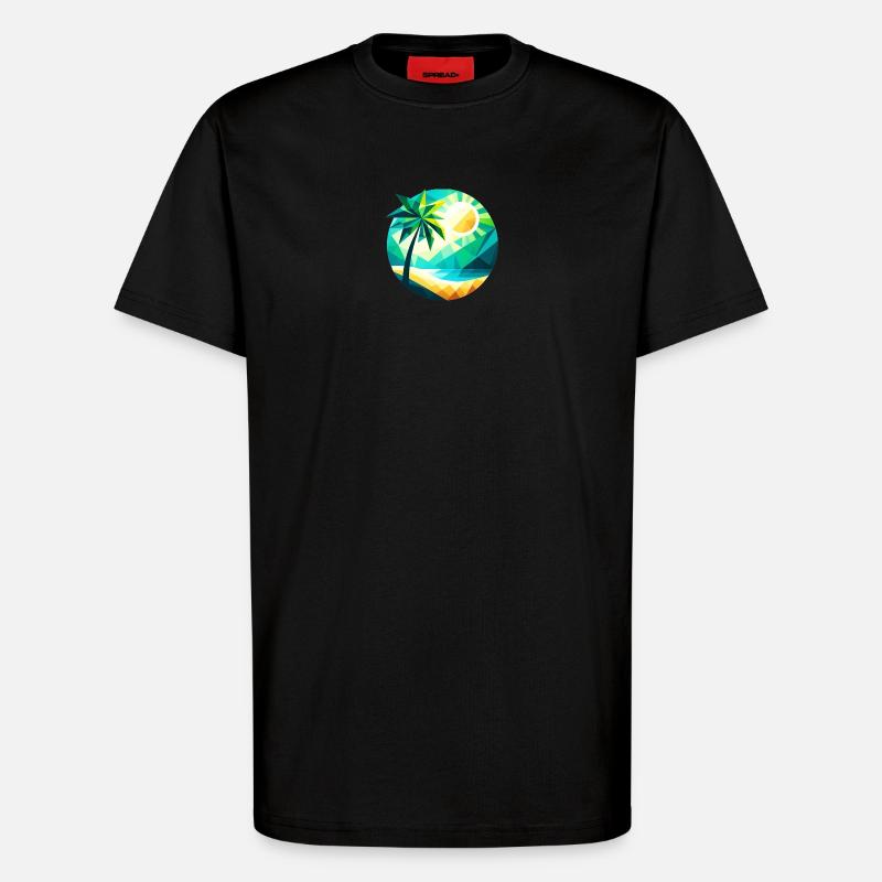 Palme in einer Bucht im Polygon-Stil - T-Shirt - made by SPREAD - SOLID BLACK