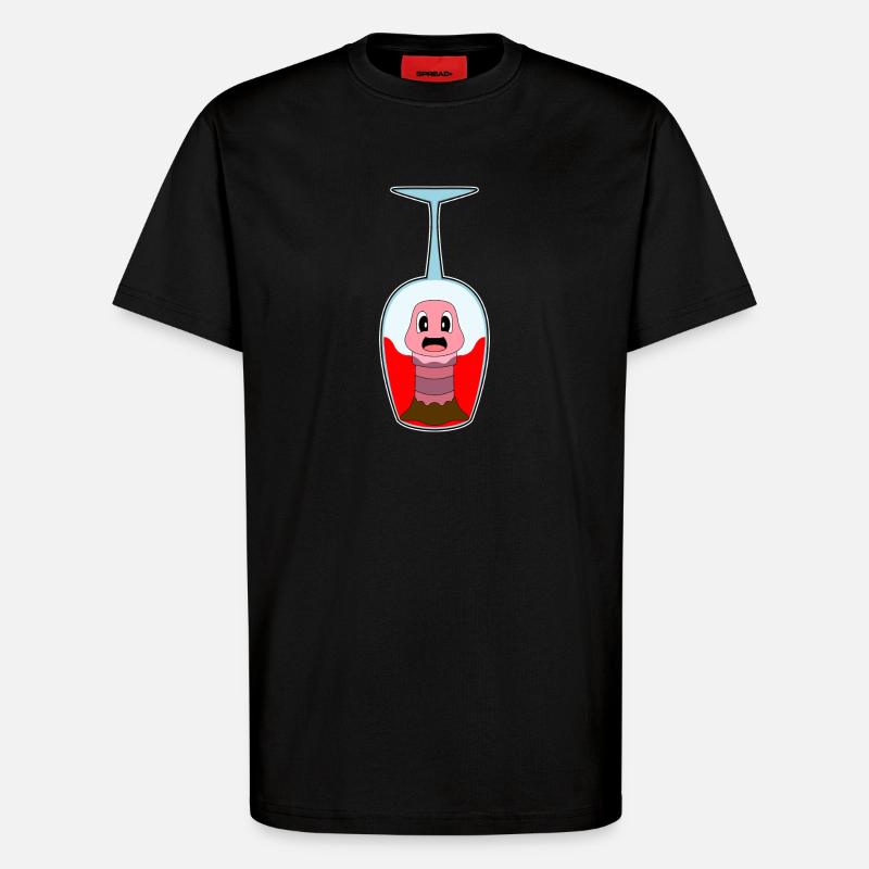 Wurm Rotwein - T-Shirt - made by SPREAD - SOLID BLACK