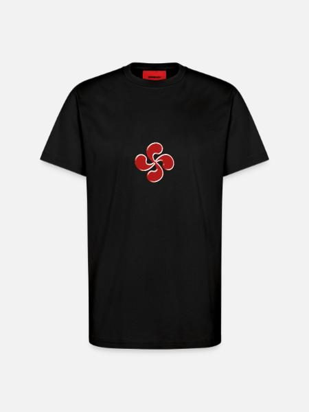 Croix basque 3d - T-shirt bio décontracté fabriqué en UE - SOLID BLACK