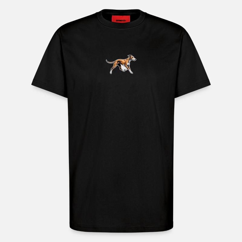 Illustration dynamique de course de lévriers - T-shirt bio décontracté fabriqué en UE - SOLID BLACK