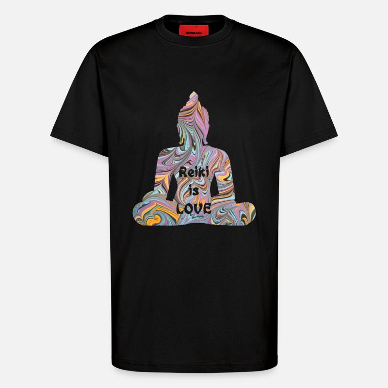 reiki mit buddha e 14 - T-Shirt - made by SPREAD - SOLID BLACK