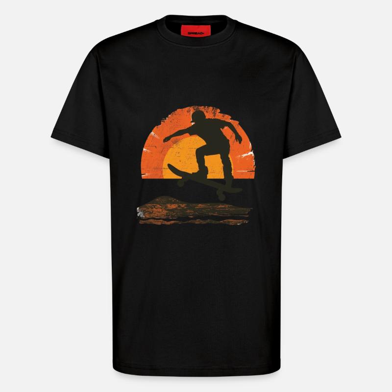 Sunset Skateboard Silhouette - T-Shirt - made by SPREAD - SOLID BLACK