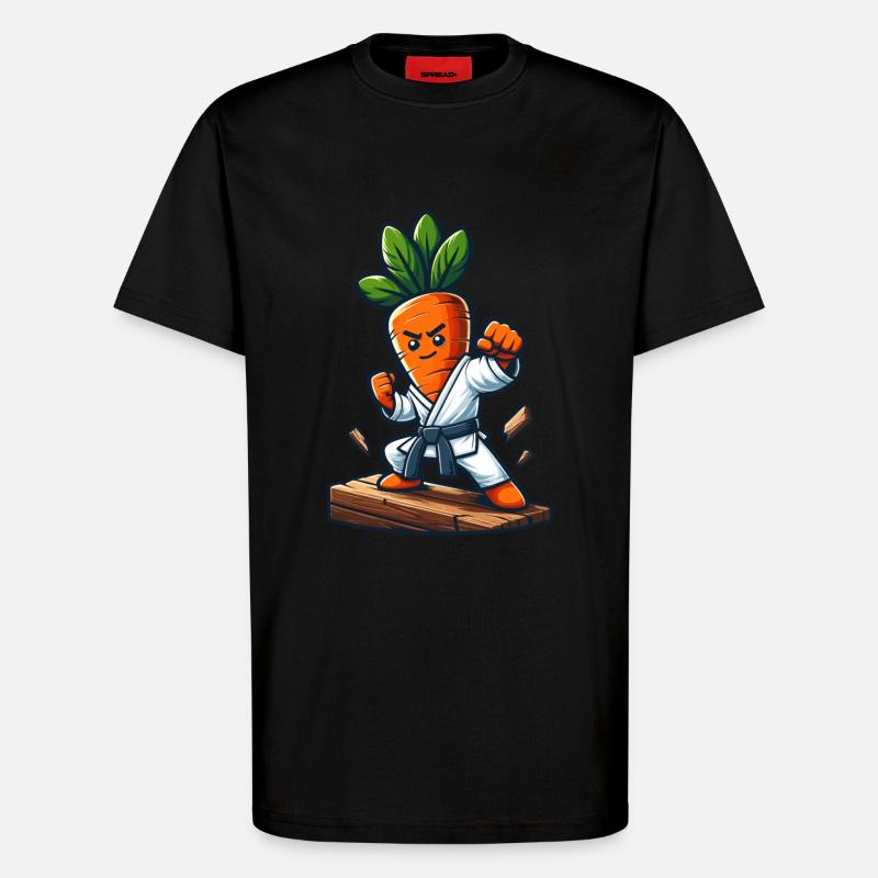 Karaté Carrot Master Fighter Pose - T-shirt bio décontracté fabriqué en UE - SOLID BLACK