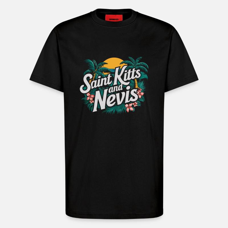 Saint-Kitts-et-Nevis souvenir paradis tropical - T-shirt bio décontracté fabriqué en UE - SOLID BLACK