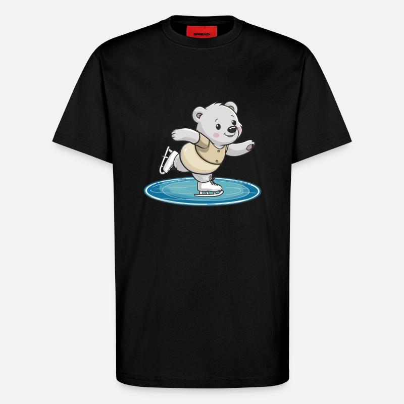 Eislaufender Bär auf Eisfläche - T-Shirt - made by SPREAD - SOLID BLACK