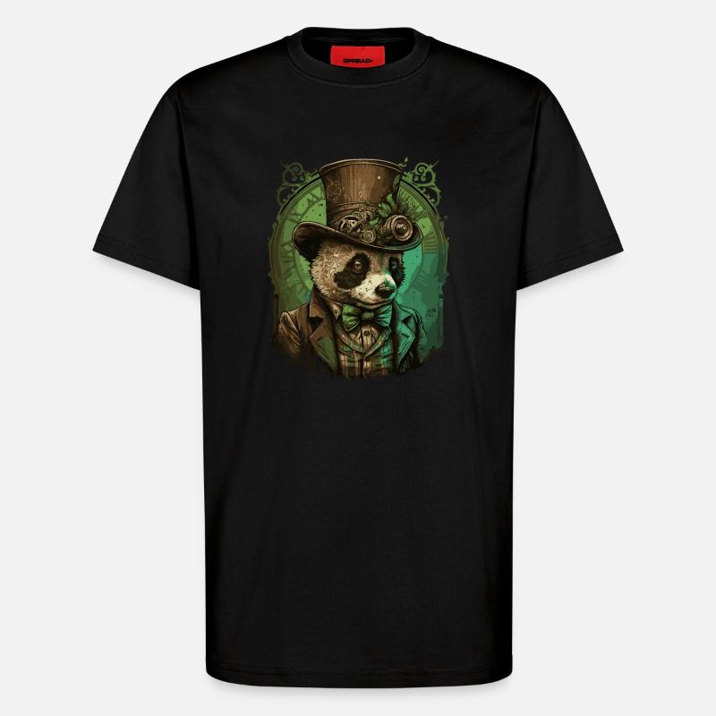 Steampunk Panda Bear - T-Shirt - made by SPREAD - SOLID BLACK