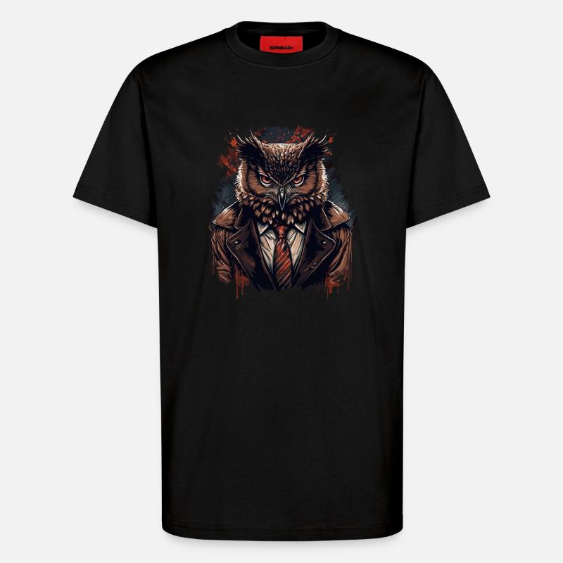 Eule mit Krawatte - T-Shirt - made by SPREAD - SOLID BLACK