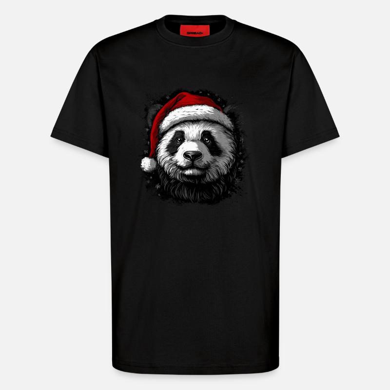 Weihnachtspanda - T-Shirt - made by SPREAD - SOLID BLACK