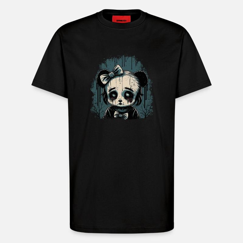 Trauriges Gothic Panda Mädchen - T-Shirt - made by SPREAD - SOLID BLACK