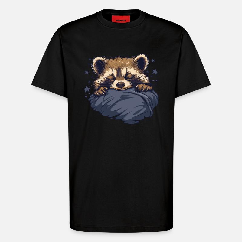 Träumender Waschbär - T-Shirt - made by SPREAD - SOLID BLACK