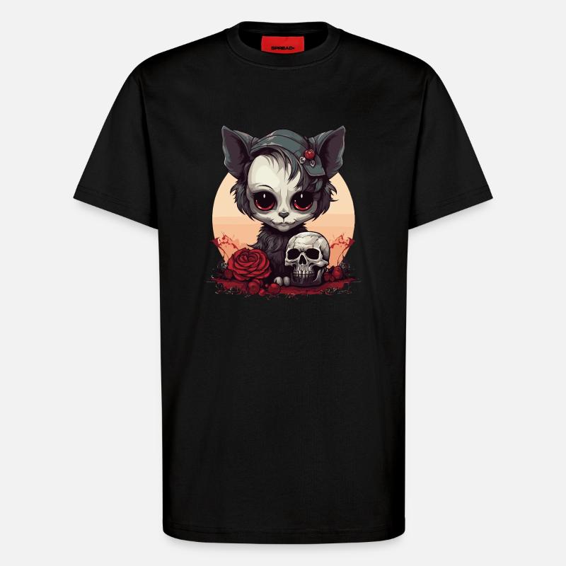 Mignon Chaton Gothique Emo - T-shirt bio décontracté fabriqué en UE - SOLID BLACK