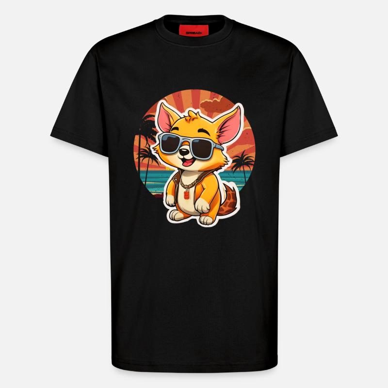 Surfer fox with sunglasses - T-Shirt - made by SPREAD - SOLID BLACK