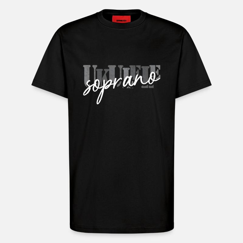 Ukulélé Soprano Noir Blanc - T-shirt bio décontracté fabriqué en UE - SOLID BLACK