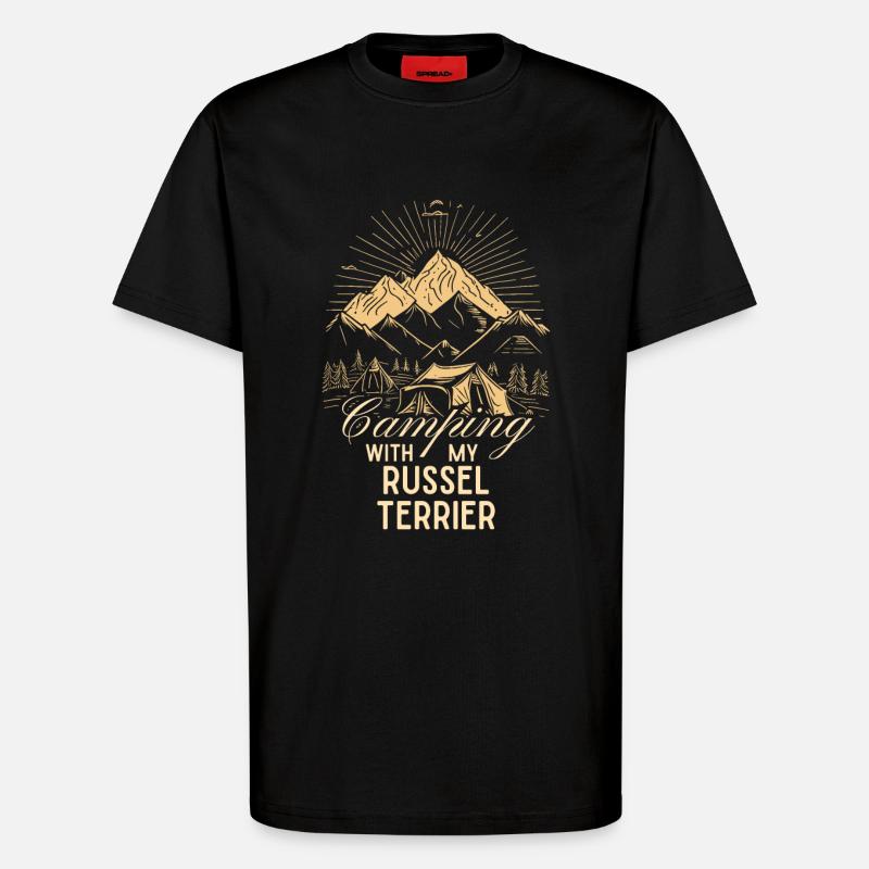 Russel Terrier Camping - T-Shirt - made by SPREAD - SOLID BLACK
