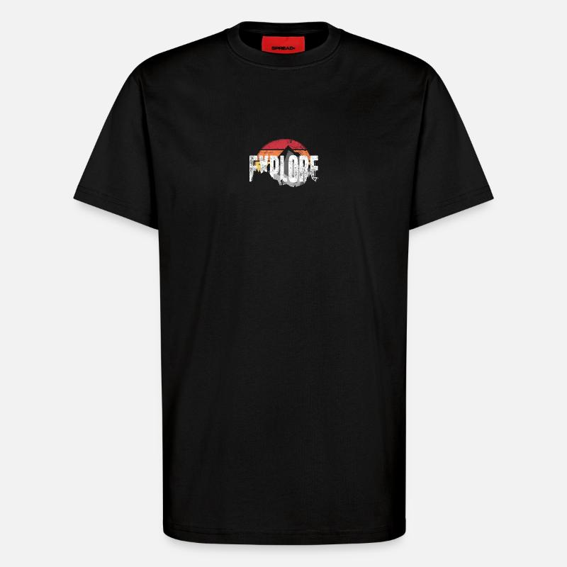 Explore Mountain Sunset Emblem - T-Shirt - made by SPREAD - SOLID BLACK