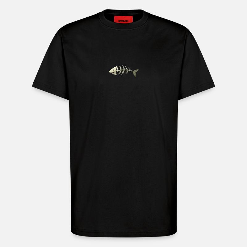 fish bone - T-Shirt - made by SPREAD - SOLID BLACK