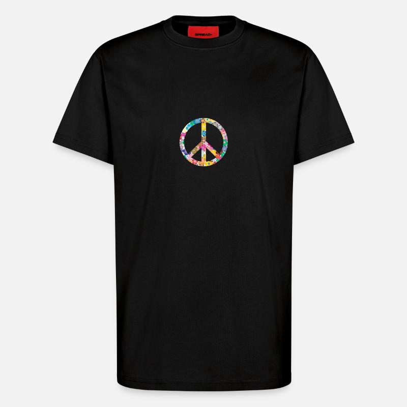 Peace Flower Idea Gift - T-Shirt - made by SPREAD - SOLID BLACK
