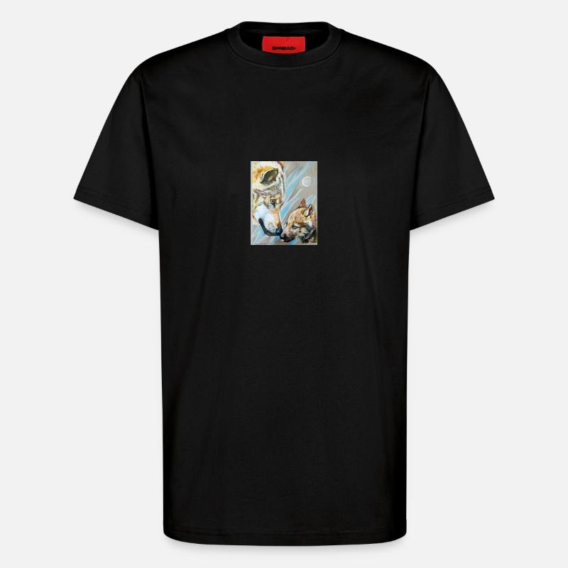 Wolfmama und Wolfjunges - T-Shirt - made by SPREAD - SOLID BLACK