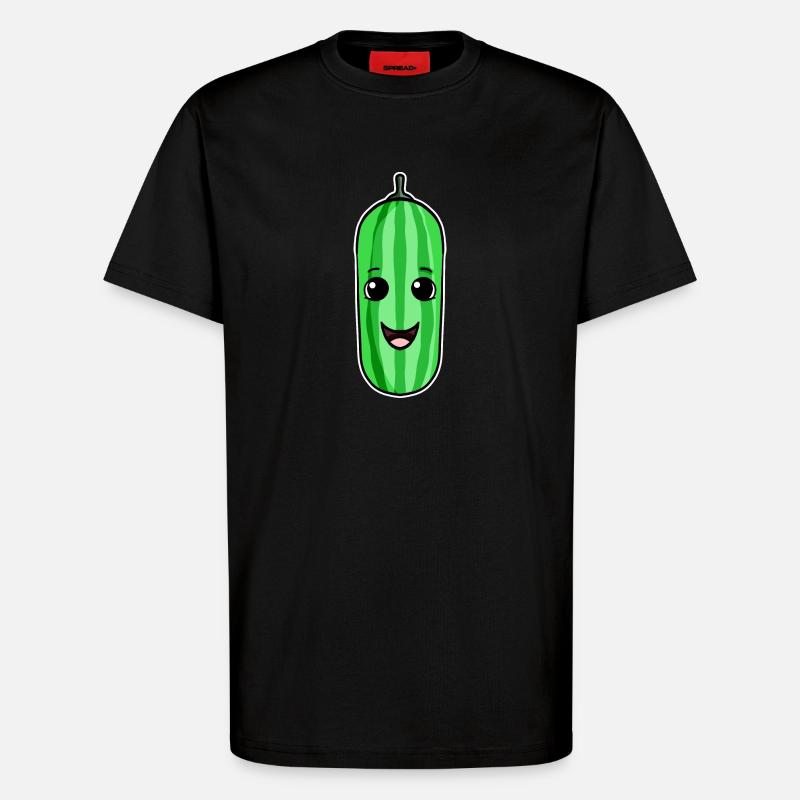Motif de concombre - T-shirt bio décontracté fabriqué en UE - SOLID BLACK
