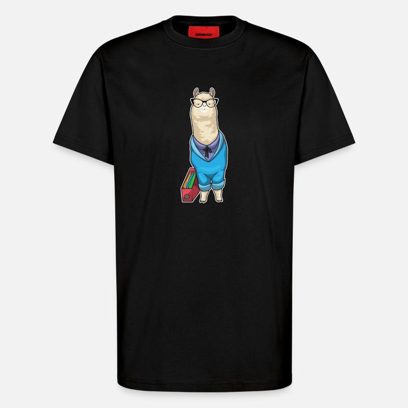 Alpaca Secretary Folder Office - T-Shirt - made by SPREAD - SOLID BLACK