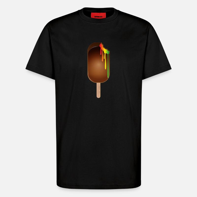 Schokoladen-Eis am Stiel mit Regenbogenfüllung - T-Shirt - made by SPREAD - SOLID BLACK