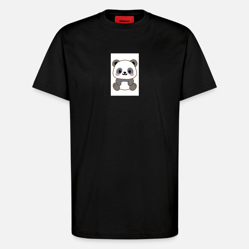 Panda kawaï  - T-shirt bio décontracté fabriqué en UE - SOLID BLACK