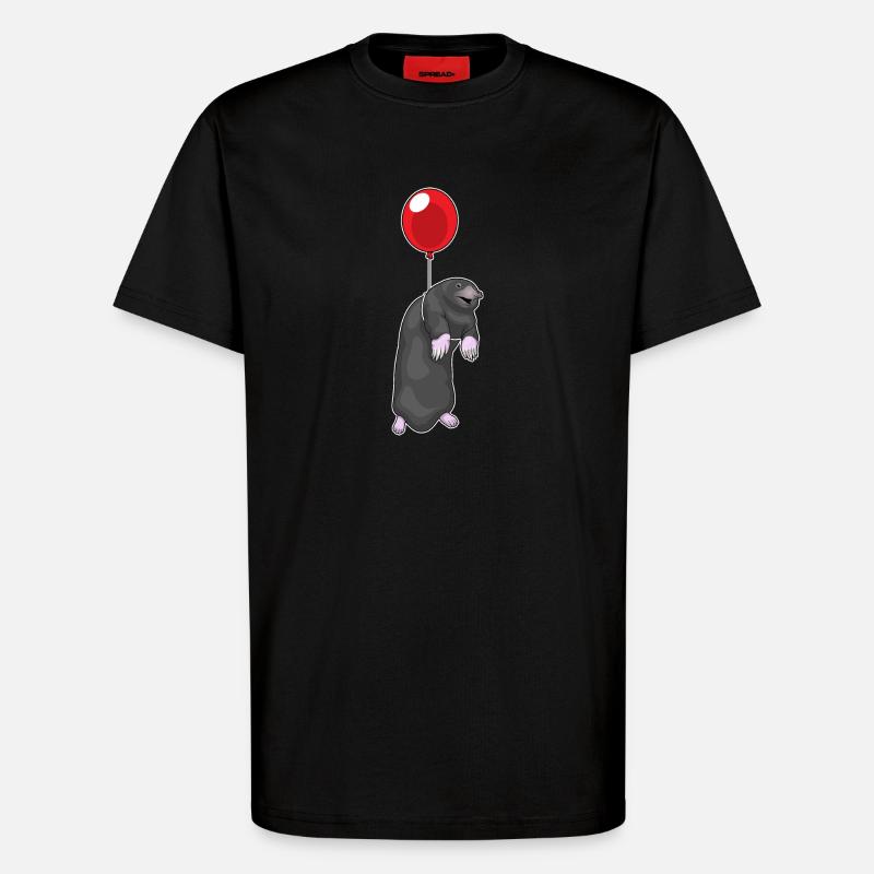 Mole Balloon - T-Shirt - made by SPREAD - SOLID BLACK