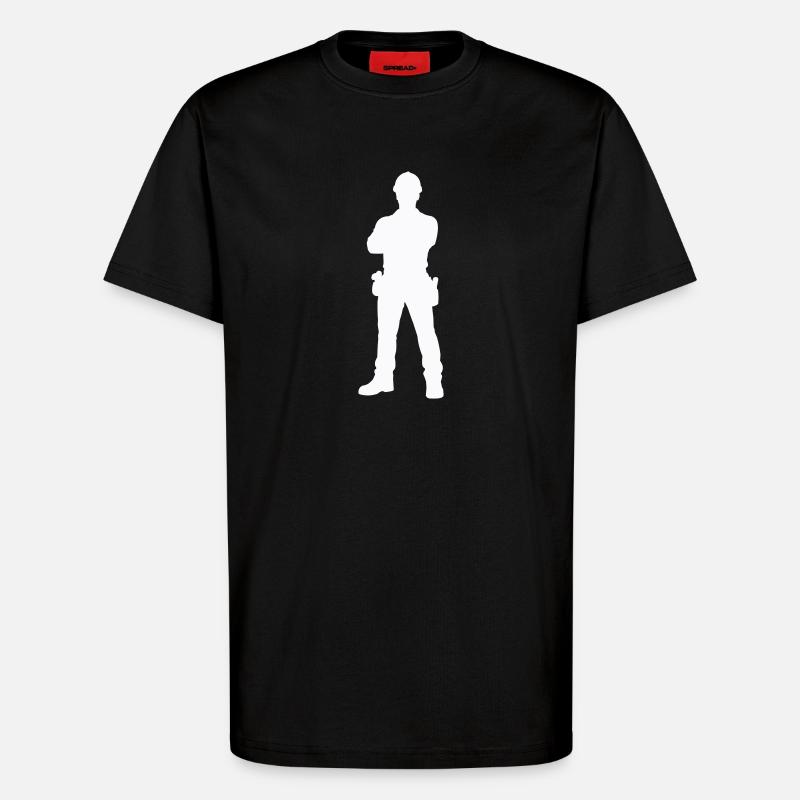 Bauarbeiter Bau Silhouette - T-Shirt - made by SPREAD - SOLID BLACK
