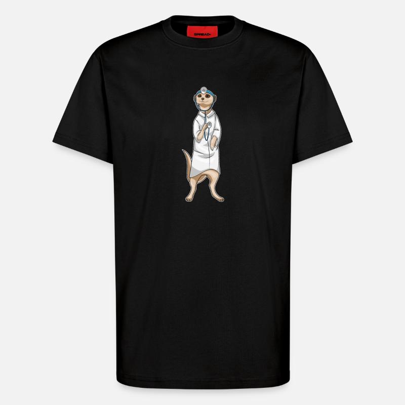 Erdmännchen Arzt Stethoskop - T-Shirt - made by SPREAD - SOLID BLACK