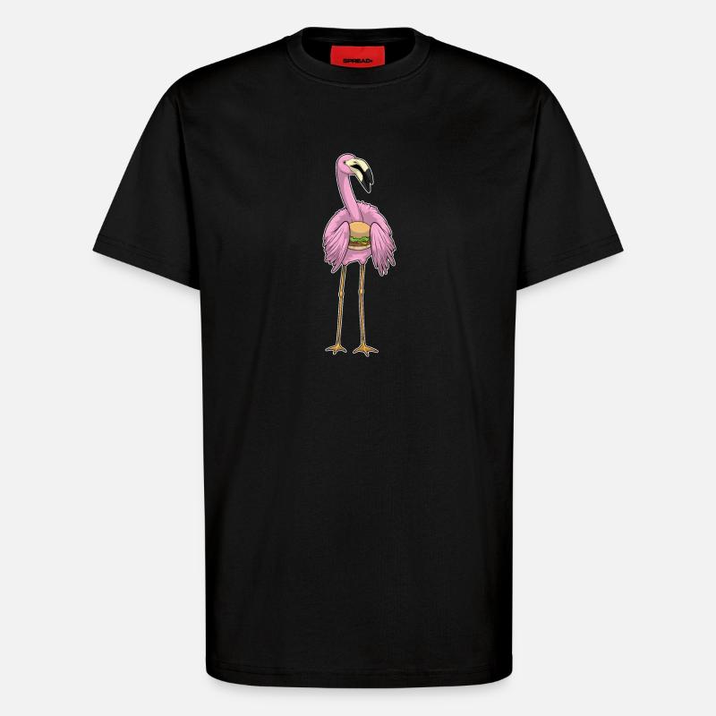 Flamingo Cheeseburger - T-Shirt - made by SPREAD - SOLID BLACK