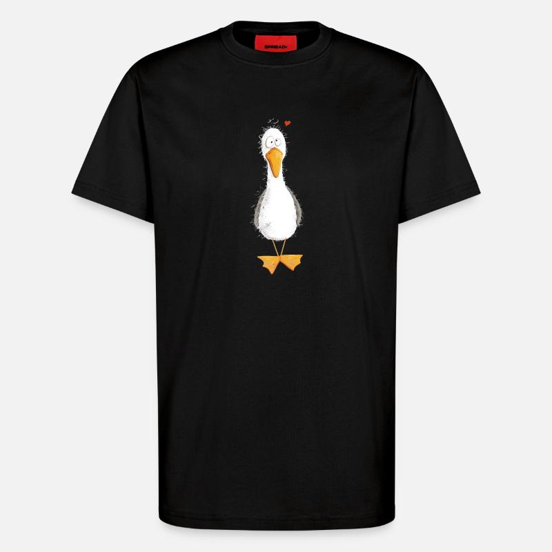 Möwe Urlaub Meer Mit Herz - T-Shirt - made by SPREAD - SOLID BLACK