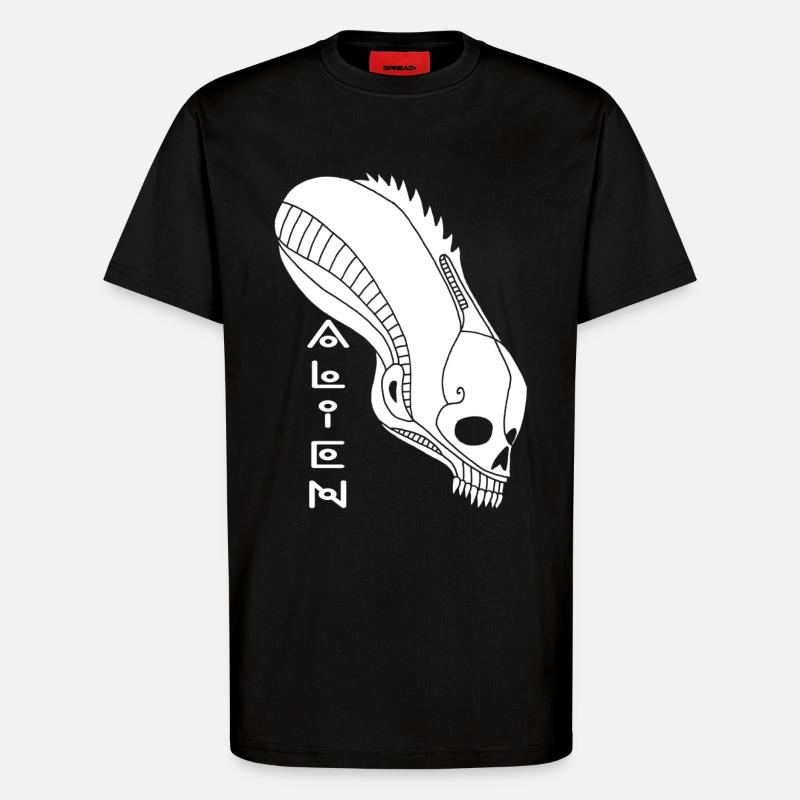 Crâne extraterrestre blanc - T-shirt bio décontracté fabriqué en UE - SOLID BLACK