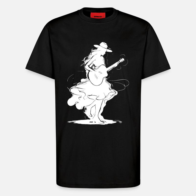 Gitarrenmädchen - T-Shirt - made by SPREAD - SOLID BLACK