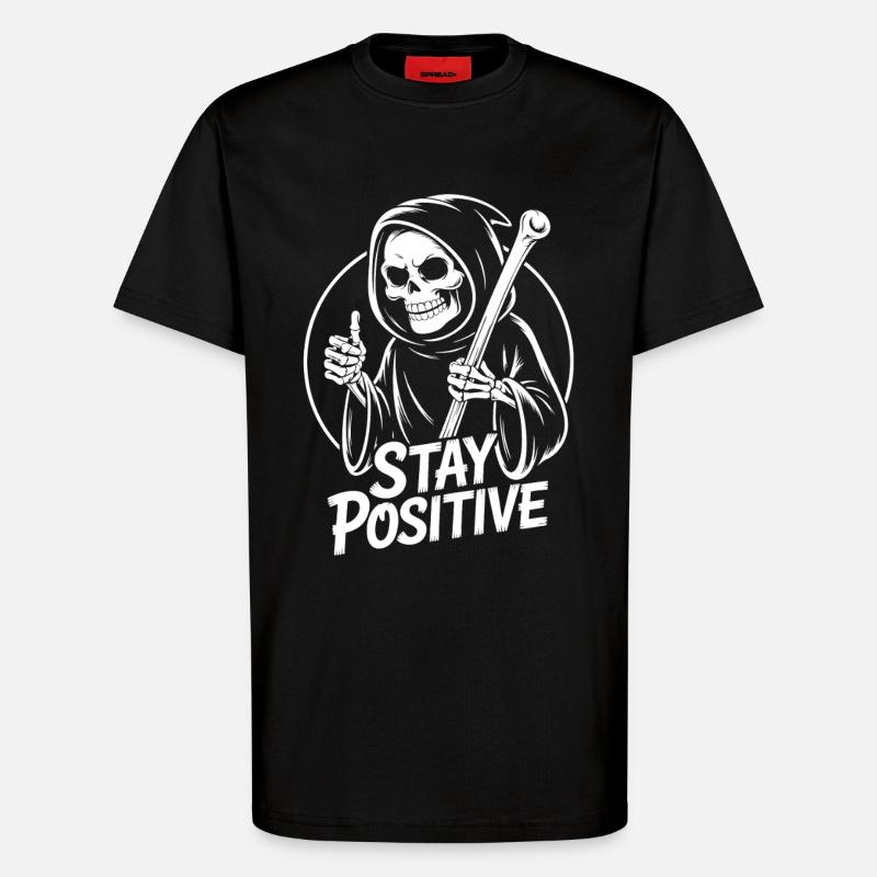Bleib Positiv Grim Reaper Design - T-Shirt - made by SPREAD - SOLID BLACK